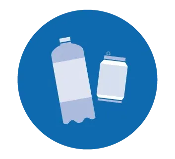 Recycling icon for cans and bottles