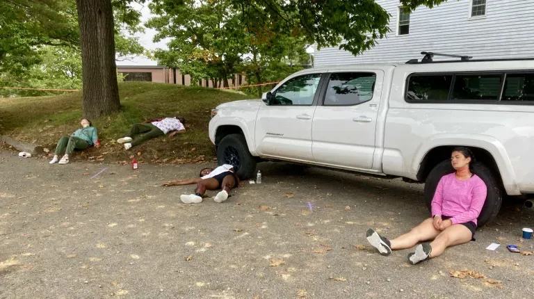 Students participated in a mock mass casualty incident.