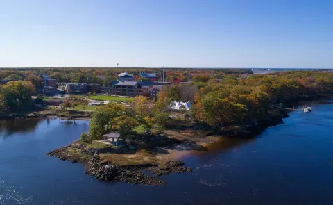 Fall aerial of UNE Biddeford Campus